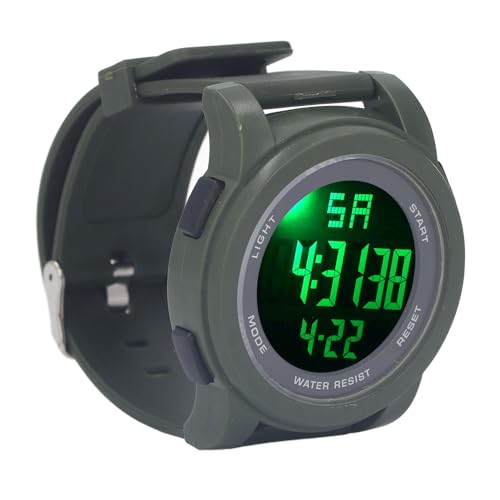 Digitale Sportuhr, Outdoor-Chronograph-Armbanduhr, wasserdichte Schwimmuhr, Multifunktionale Großbild-Digitaluhr für Laufen, Tauchen, Schwimmen, Wanderungen (OD Grün) von Sorandy