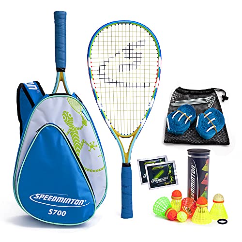 Speedminton® 400085 S700 Set – Original Speed Badminton/Crossminton Allround Set inkl. 5 Speeder®, Spielfeld, Tasche von Speedminton