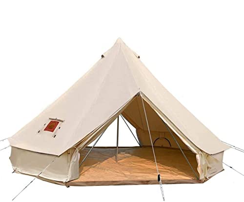 Sport Tent 4-Jahreszeiten Camping Zelte Baumwolle Wasserdicht Familienzelt Tipi Indianerzelt Teepee Glockenzelt mit 2 Türen/Doppeltüren, 5 M, Mit Ofenloch von Sport Tent