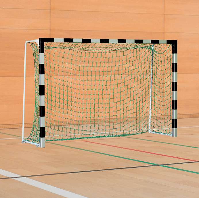 Sport-Thieme Handballtor mit anklappbaren Netzbügeln, Schwarz-Silber, IHF, Tortiefe 1,25 m von Sport-Thieme