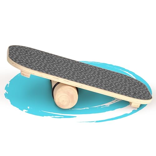 SportPlus Balance Board aus Holz mit Rolle, rutschfestes Griptape, ideal für Gleichgewichtstraining, Wackelbrett, Balancierbrett, Gleichgewichtstrainer, Nutzergewicht bis 100kg von + SportPlus