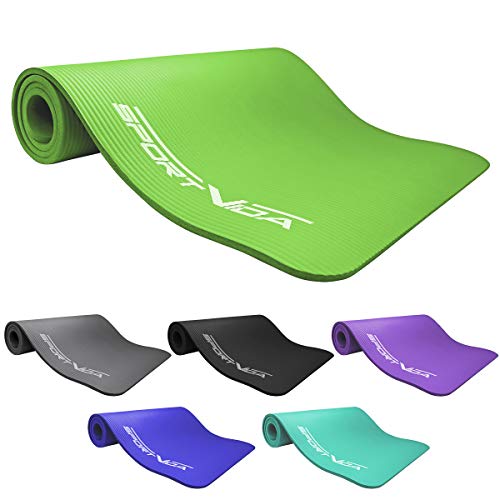 SportVida Yoga Matte Rutschfest Extradick -NBR Matte- Dicke Turnmatte für zuhause Training mit Tragegurt - Sportmatte - Fitnessmatte 2 Größen,6 Farben (Grün, 180 x 60 x 1 cm) von SportVida