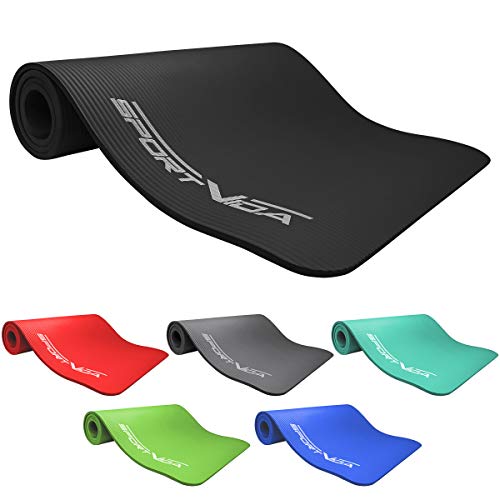 SportVida Yoga Matte Rutschfest Extradick - Yogamatte mit Weicher Schaum - NBR Matte - Dicke Turnmatte für zuhause Training mit Tragegurt - Sportmatte - Fitnessmatte (Schwarz, 180 x 60 x 1.5 cm) von SportVida