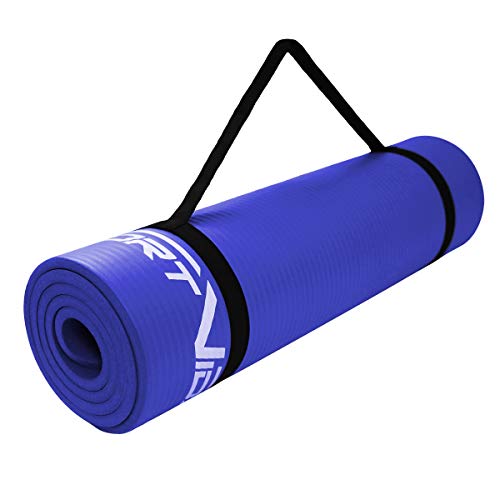 SportVida Yoga Matte Rutschfest Extradick - Yogamatte mit Weicher Schaum - NBR Matte - Dicke Turnmatte für zuhause Training mit Tragegurt - Sportmatte - Fitnessmatte (Blau, 180 x 60 x 1 cm) von SportVida