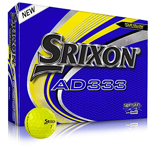Srixon AD333 9 Tour Yellow – 12 Golfbälle – Hochleistung Distanz und Kontrolle - Geringe Kompression - Widerstandsfähig und Beständig - Premium Golf Equipment und Golf Geschenke von Srixon