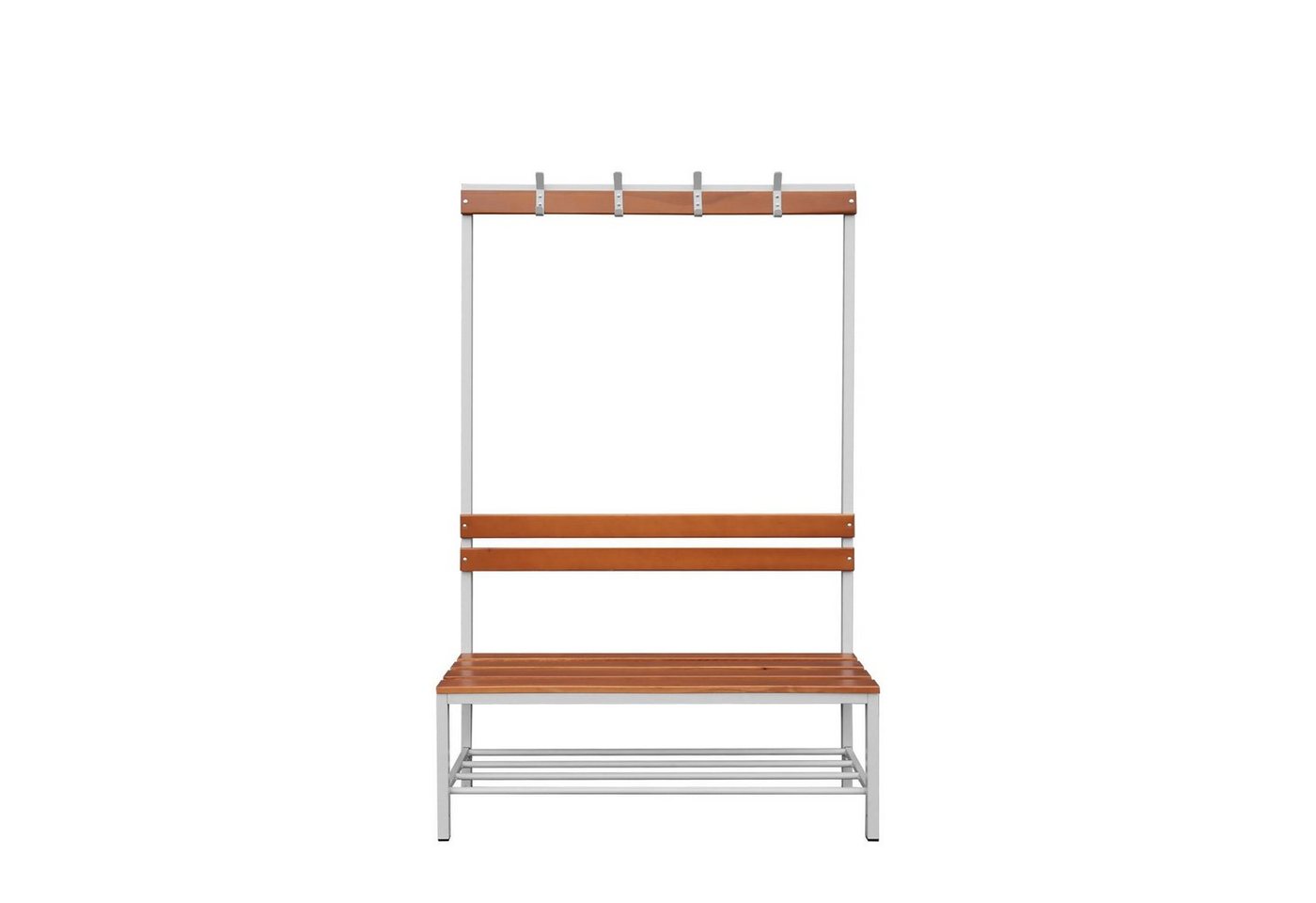 Steelboxx Sitzbank Einseitige Sitzbankgarderobe mit Schuhrost, lichtgrau/buche (1-St), Langlebige, pflegeleichte, verschweißte Stahl-Konstruktion von Steelboxx