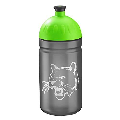Step by Step Trinkflasche „Wild Cat Chiko“, schwarz-grün, auslaufsicher, spülmaschinenfest, BPA-frei, für Schule, Kindergarten, heiße & kohlensäurehaltigen Getränke, für Jungen & Mädchen, 0,5 L von Step by Step