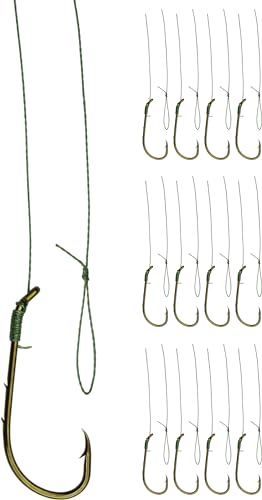 12 x Gebundene Angelhaken Wurmhaken mit 50 cm geflochtener Schnur, Größe:4 von Storfisk fishing & more