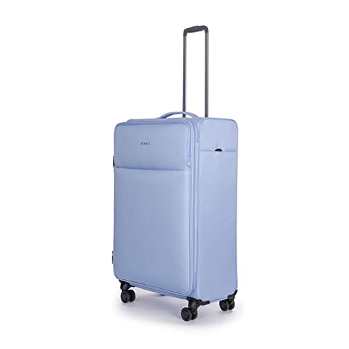 Stratic Light + Koffer Weichschale Reisekoffer Trolley Rollkoffer groß, TSA Kofferschloss, 4 Rollen, Erweiterbar, Größe L, Hellblau von Stratic