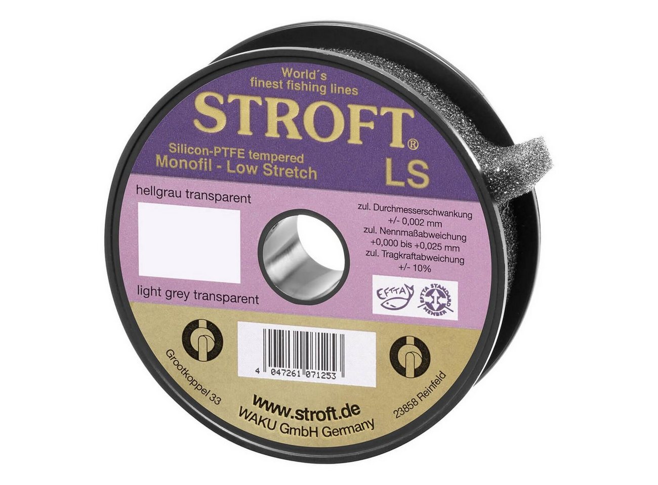 Stroft Angelschnur Schnur STROFT LS Monofile 300m, 300 m Länge, 0.55 mm Fadendurchmesser, (1-St), 28.0kg Tragkraft von Stroft