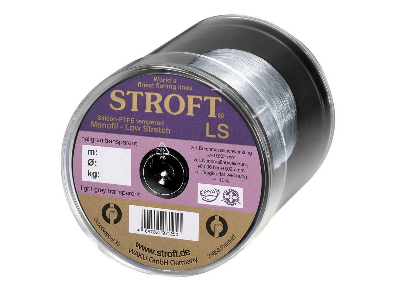 Stroft Angelschnur Schnur STROFT LS Monofile 500m, 500 m Länge, 0.10 mm Fadendurchmesser, (1-St), 1.4kg Tragkraft von Stroft