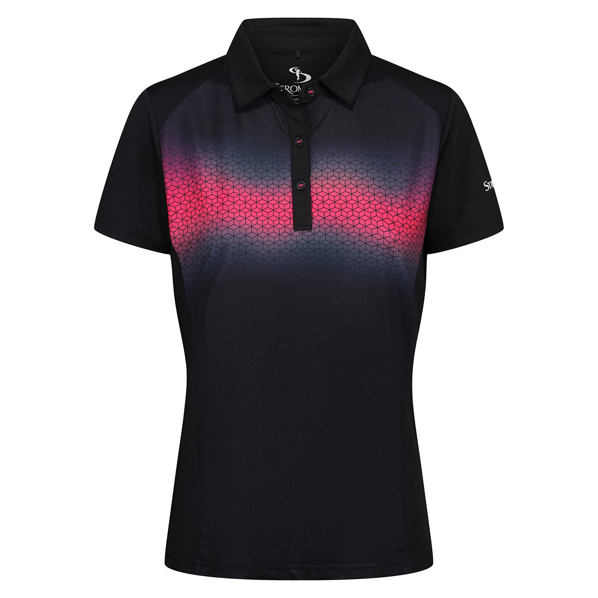 Stromberg Womens Black, Pink Lizette Print Golf Polo Shirt, Female, Tapshoe/Azalea, Size: 8 | American Golf von Stromberg