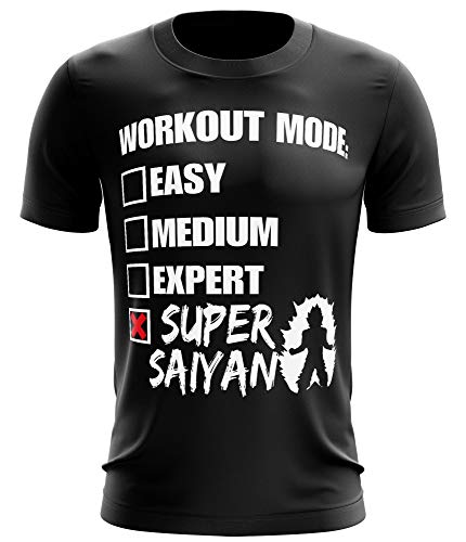 Stylotex Fitness T-Shirt Herren Sport Shirt Workout Mode: Super Saiyan Gym Tshirts für Performance beim Training | Männer Kurzarm | Funktionelle Sport Bekleidung, Farbe:schwarz, Größe:XL von Stylotex