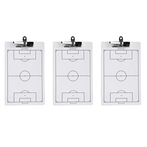 Stytpwra 3 Stück Fußball-Briefbeschwerer für das Training, trocken abwischbar, doppelseitig, Fußball für Trainer, 33,7 x 20,9 cm, Markertafeln von Stytpwra