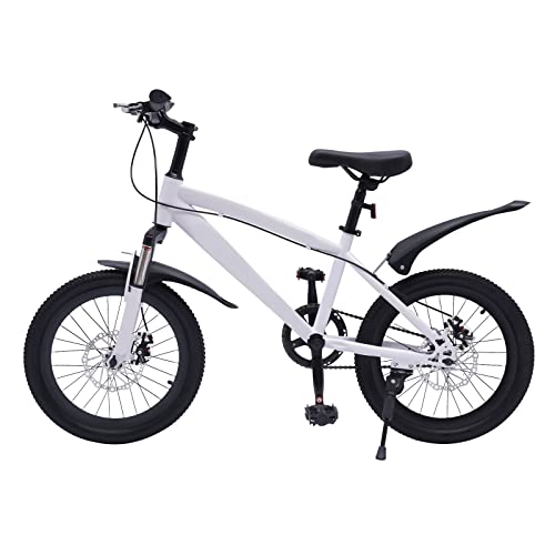 SuhoFutus Kinderfahrräder, 18 Zoll Fahrrad Jungen Mädchen Fahrrad aus Kohlenstoffreicher Stahl, für Sitzhöhe Verstellbar 59-70 cm, Fahrrad mit rutschfeste Verschleißfeste Räder (Weiß) von SuhoFutus