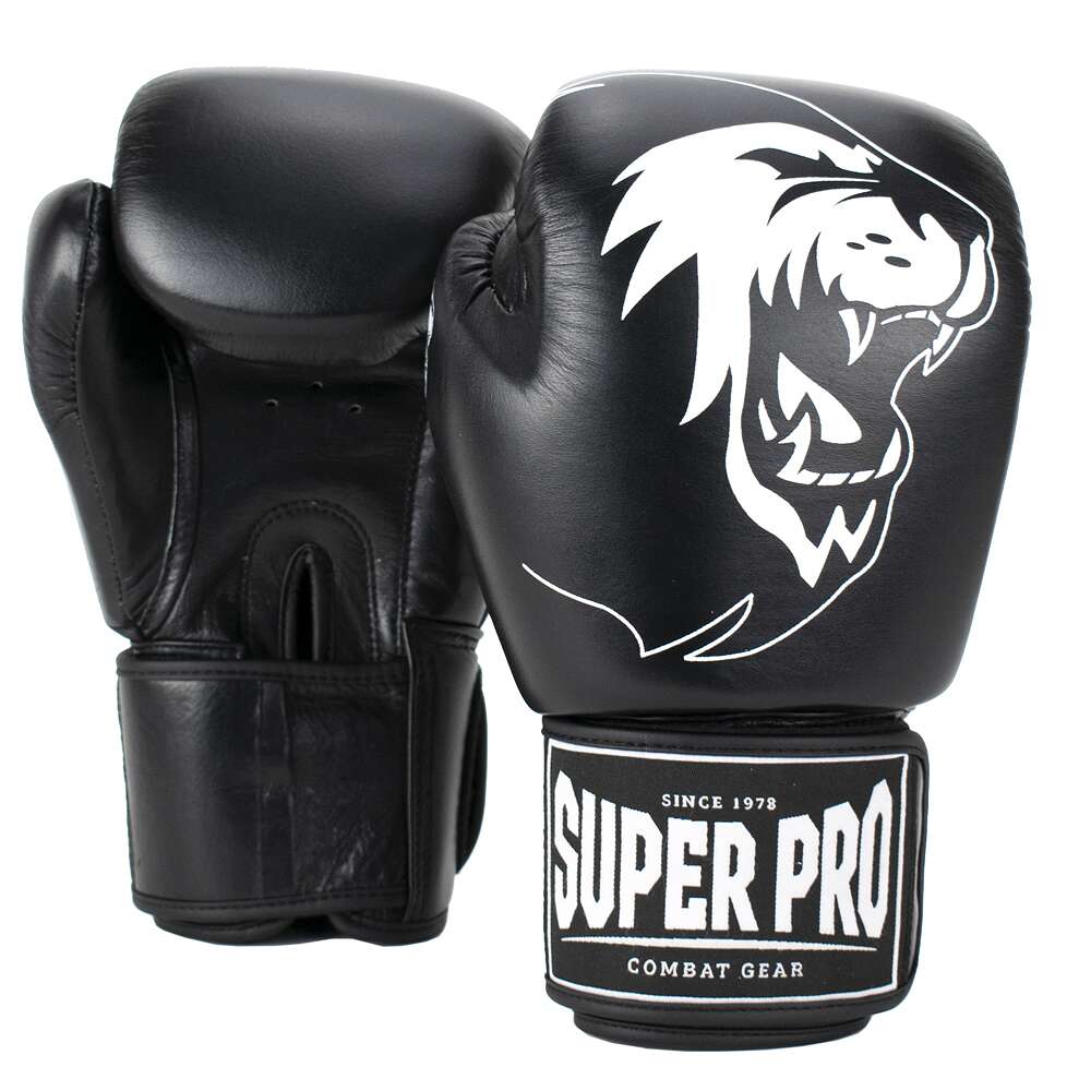 Super Pro Boxhandschuhe "Warrior", 12 oz., Schwarz-Weiß von Super Pro
