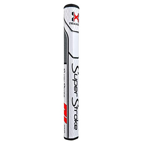 SuperStroke Traxion Tour Golf-Puttergriff, Weiß/Rot/Grau (Tour 2.0). Verbesserte Oberflächenstruktur, die das Feedback und die Griffigkeit verbessert. Minimierung des Griffdrucks durch EIN von SuperStroke