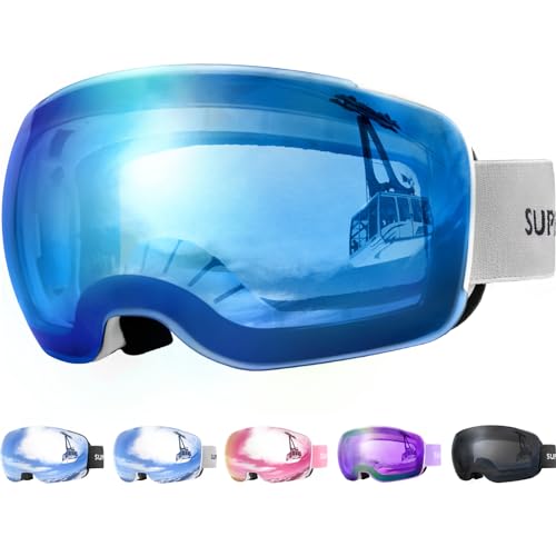 Supertrip Erwachsene Skibrille Schneebrille (weißer Rahmen/blaue Linse (VLT 18%)) von Supertrip