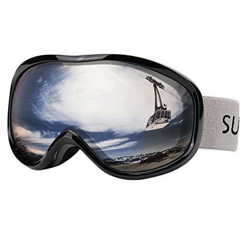 Supertrip Skibrille Herren Damen Snowboardbrille für Skifahrer Antifog UV400-Schutz Wintersportarten Skifahren (Schwarzer Rahmen braun Linse VLT25%) von Supertrip