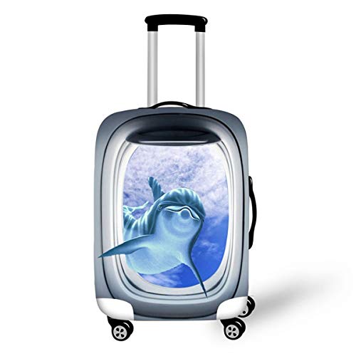 Surwin 3D Reise Kofferschutzhülle Waschbare Reisetasche Kofferbezug Elastisch Kofferhülle Gepäck Cover Reisekoffer Hülle Schutz Bezug Schutzhülle (Blauer Delfin,XL (30-32 Zoll)) von Surwin
