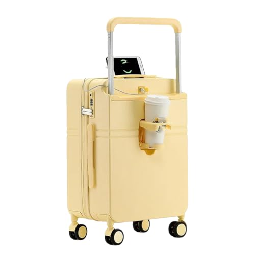 Design Koffer mit großer Kapazität, breiter Griff, für Herren und Damen, Handgepäck, Reisetrolley, Gelbes Einzelstück, 51 cm von Suwequest