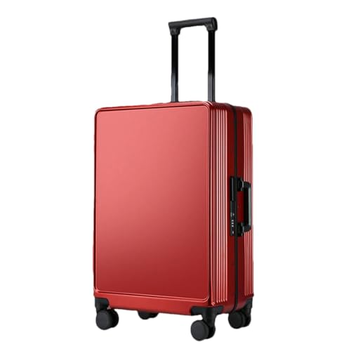Rollkoffer mit Aluminiumrahmen, großes Fassungsvermögen, modischer Trolley-Koffer, Business-Boarding-Box, Reisegepäck, rot, 51 cm von Suwequest