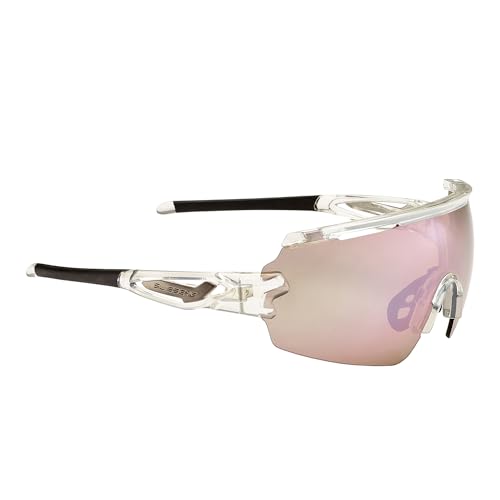 SWISSEYE Signal Sportbrille (100% UVA-, UVB- und UVC-Schutz, verstellbarer Nasenbereich & gummierte Bügelenden, splitterfreies Material TR90, inkl. Etui), shiny laser crystal/black von SWISSEYE