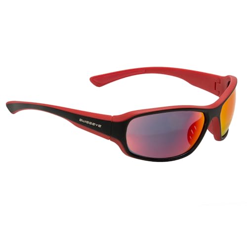 SWISSEYE Freeride Sportbrille (100% UVA-, UVB- und UVC-Schutz, Nasenbereich & Bügelenden gummiert, splitterfreies Material TR90, inkl. Mikrofaserbeutel), black matt/red von SWISSEYE