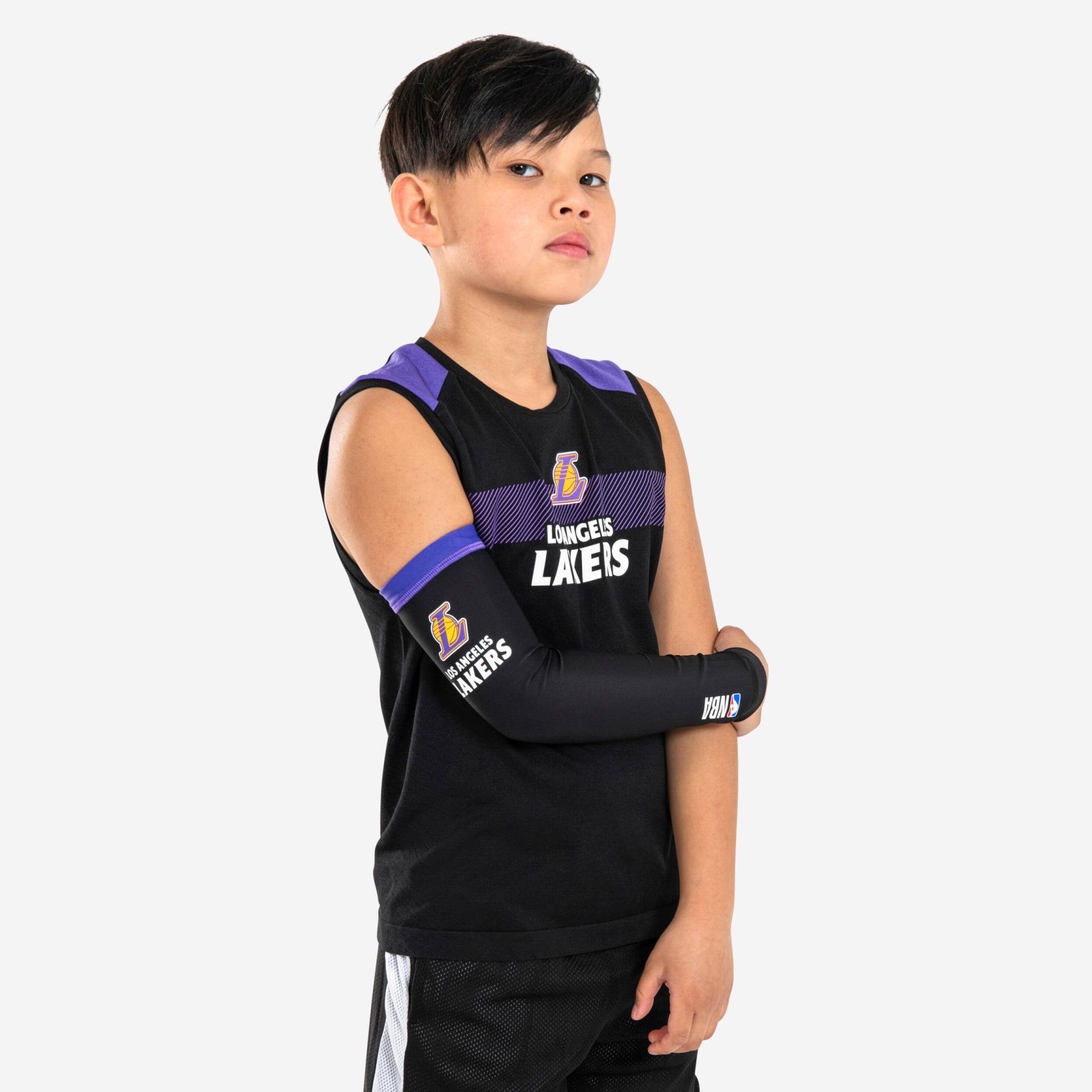 Kinder Basketball Ellenbogenschoner E500 NBA Los Angeles Lakers schwarz von TARMAK