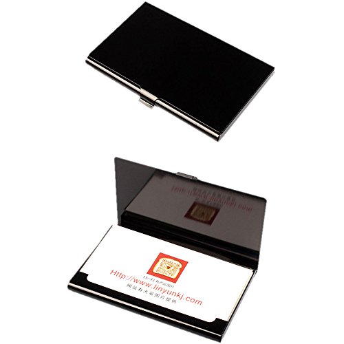 TDEOK Cover Box Holder Wallet Metall Aluminium Kredit Creative Card Visitenkartenhalter Visitenkartenetui Damen Schwarz (Black, One Size) von TDEOK