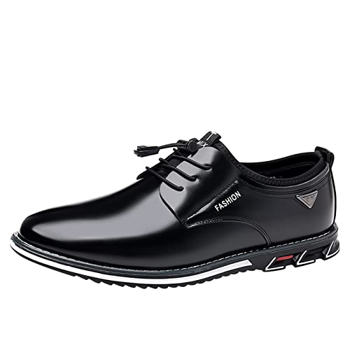 TDEOK Snowboard Schuhe Herren für die Arbeit, Freizeit, einfarbige Lederschuhe für Herren & Herren Schuhe (Black, 43) von TDEOK