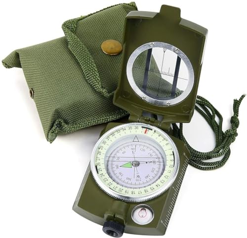 Militärischer Objektiv-Kompass mit Tragetasche, wasserdicht, Camping von TEAFIRST