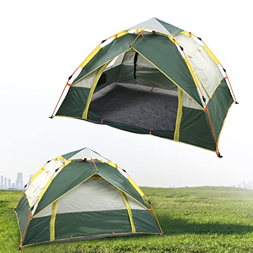 TEUOPIOE Einfaches Pop-Up-Zelt für 4 Personen, wasserdicht, automatischer Aufbau, 2-Fenster-Sofort-Familienzelte für Camping, Wandern und Reisen von TEUOPIOE