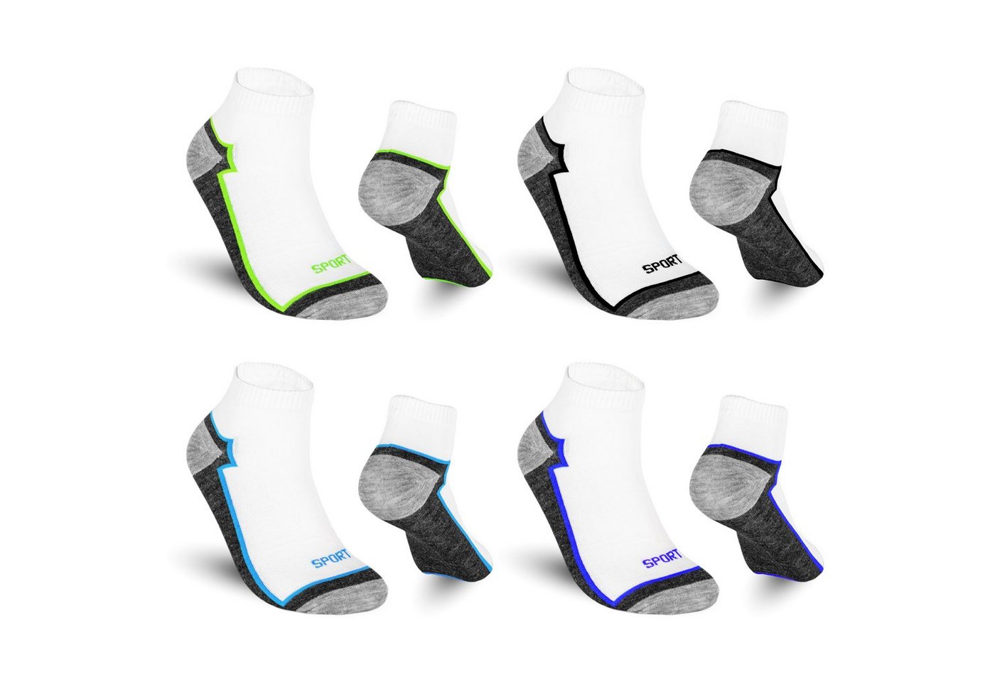 TEXEMP Sneakersocken 6 bis 18 Paar Sneaker Socken Herren & Damen Baumwolle Weiß Sport (Packung, 6-Paar) Robust & Langlebig von TEXEMP