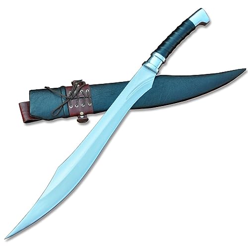 Krummsäbelschwert mit 45 cm Klinge – geschmiedet – handgeschmiedetes Schwert – aus Blattfeder gefertigt – handgefertigt in Nepal – echtes funktionierendes Schwert – Vollerl-Messer von THE NEPAL