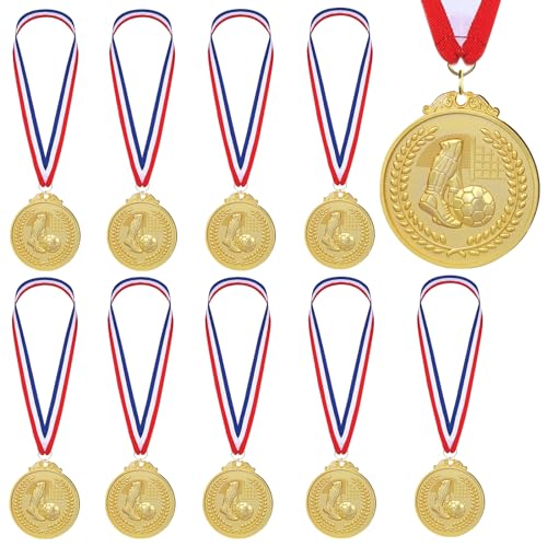 TOATELU 12 Stück Medaillen für Kinder Medaillen Fußball für eine Kindergeburtstags, Fussball Medaillen Kindergeburtstag, Goldmetallmedaille Fussball Medaillen Kinder für Sport Wettkämpfe Partys von TOATELU