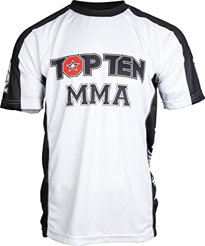 TOP TEN MMA Unisex – Erwachsene 1489-1005 T-Shirts & Tops für Fußball-Fans, Weiss-Schwarz, L von TOP TEN MMA