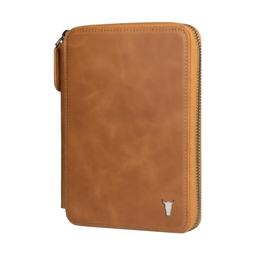 TORRO Reisebrieftasche - Reisebrieftasche aus echtem Leder mit Reisepasshalter und abnehmbarem Kartenhalter (Hellbraun) von TORRO