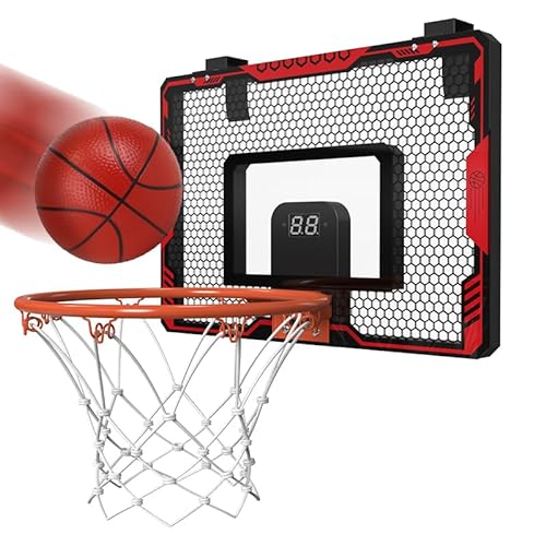 Basketballkorb-Set zur Wandmontage mit Rückwand und Ball mit elektronischer Anzeigetafel, Indoor-Mini-Basketballkorb mit 3 Bällen von TOnEnergy