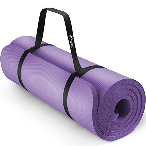 TRESKO Yogamatte Phthalatfrei - Gymnastikmatte rutschfest, extra Dicke Pilatesmatte Fitnessmatte mit Tragegurt, 185 x 60 x 1,0 cm von TRESKO
