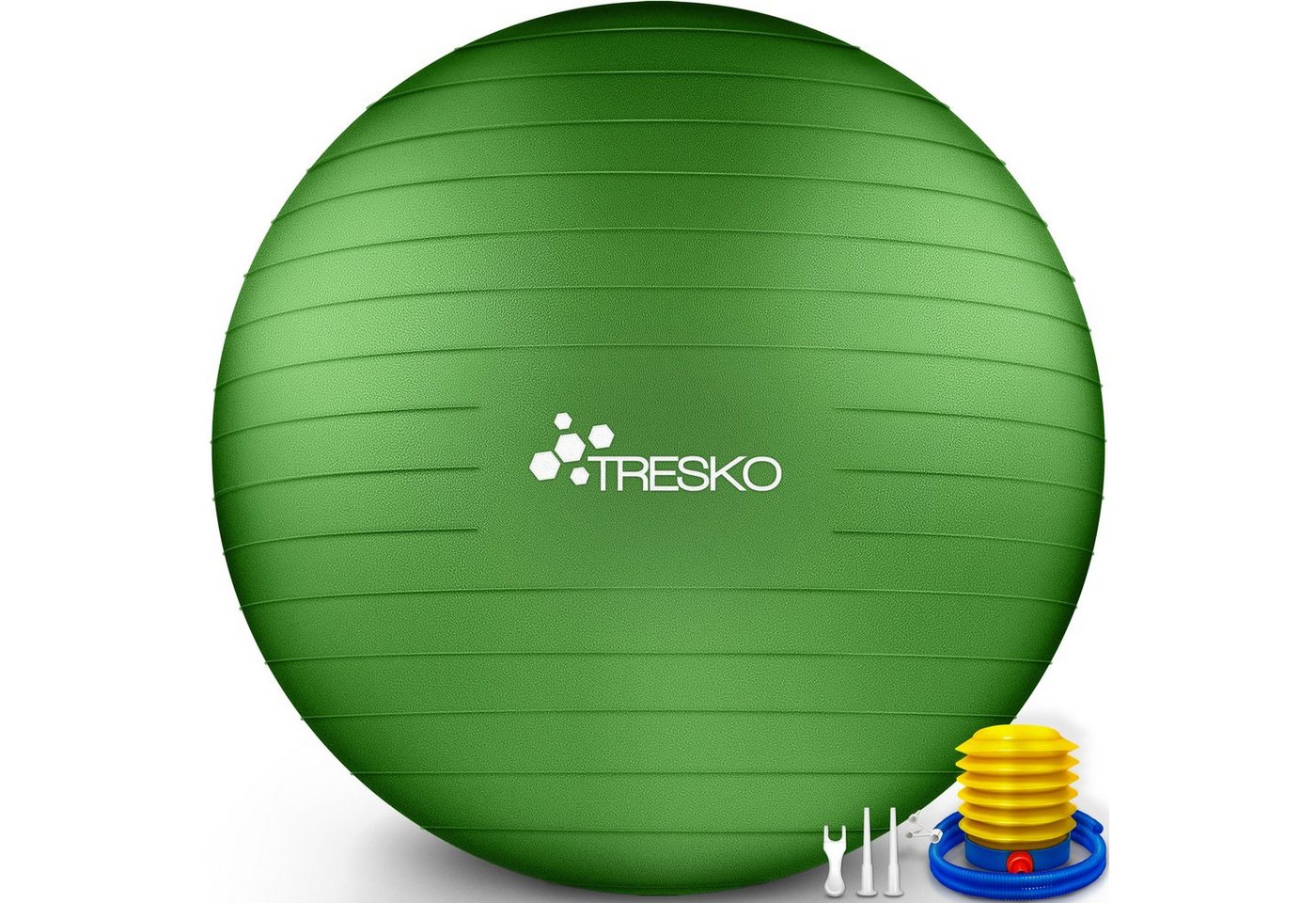 TRESKO Gymnastikball mit GRATIS Übungsposter inkl. Luftpumpe Yogaball, BPA-Frei Sitzball Büro Anti-Burst inkl. Luftpumpe, Fitnessball von TRESKO
