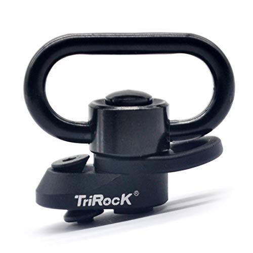 TRIROCK 1.25 inch Swivel Loop Push Button QD Combo Black Sling Mount Base fits Keymod Rail with clever Hole for Snap Clip Hook Spring von TRIROCK