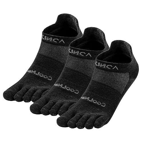 TRIWONDER Zehensocken Herren Damen, Fünf Finger Socken, Socken mit Zehen Atmungsaktiv Sport Socken für Sport 3 Paar (Schwarz, S) von TRIWONDER