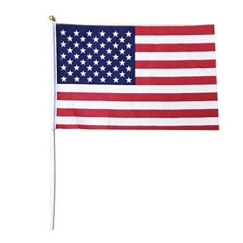 TRIXES 10 Stück US Stars and Stripes Fahnen mit Sticks rot weiß und blau für Sportveranstaltungen und andere Nationale Feierlichkeiten von TRIXES