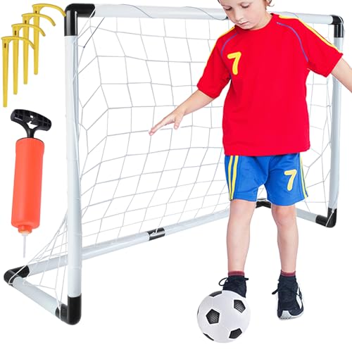 Fußball Spielset für Kinder Fußballtor Tor-Netz Fußball Luftpumpe Garten Park Strand 23459 von TRIZAND
