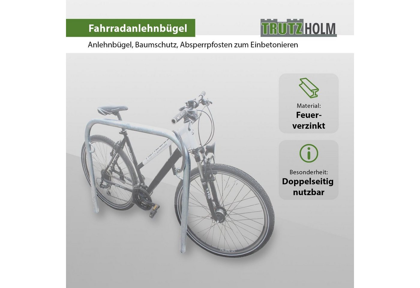 TRUTZHOLM Fahrradständer Fahrrad Anlehnbügel zum Einbetonieren 115x99cm Fahrradbügel feuerverzi von TRUTZHOLM