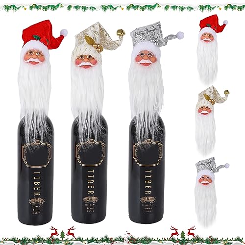 TSLBW Weihnachts-Weinflaschenbeutel 3 Stück Weihnachts-Wein-Geschenktüten, Weinflaschenträger, Einzelflaschen-Beutel, Geschenktüten, Weihnachtsmann-Flaschenbeutel, Weinflaschen-Kleid von TSLBW