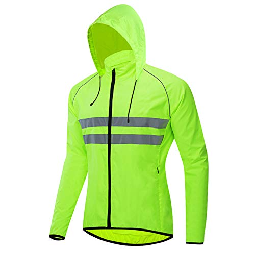 Fahrradjacke Herren,Winddichte wasserdichte MTB Mountainbike Jacket,atmungsaktiv Reflektierend Fahrrad Klamotten,für Radfahren Laufen Wandern Bergsteigen(Size:XXL,Color:Grün) von TYXH