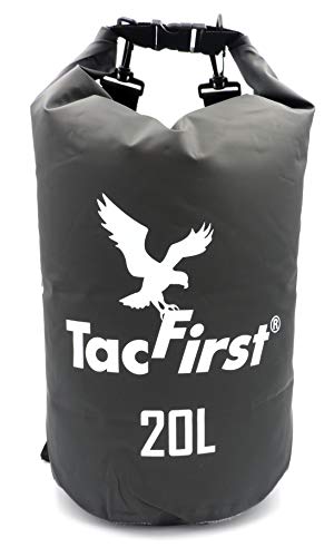 TacFirst Dry Bag Seesack, wasserdichter Packsack mit Fast-Fold Verschluss, 20 Liter, 20L Panther (Schwarz) von TacFirst