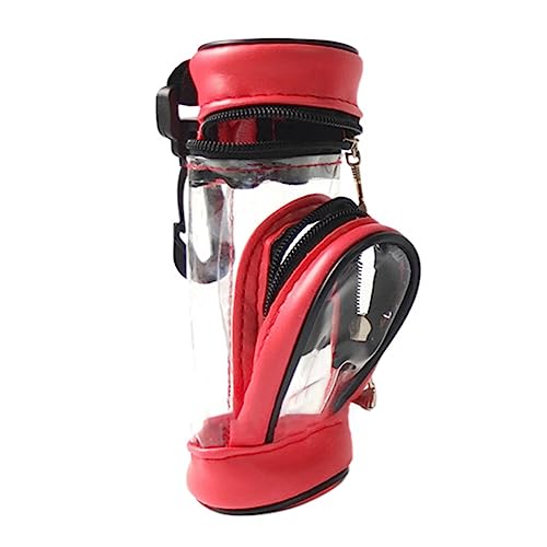 Tainrunse Golfball-/Tee-Tasche mit Reißverschluss, Golfball-Tasche mit Tee-Halter, Reißverschlusstaschen, transparente Golfball-Hüfttasche Rot von Tainrunse